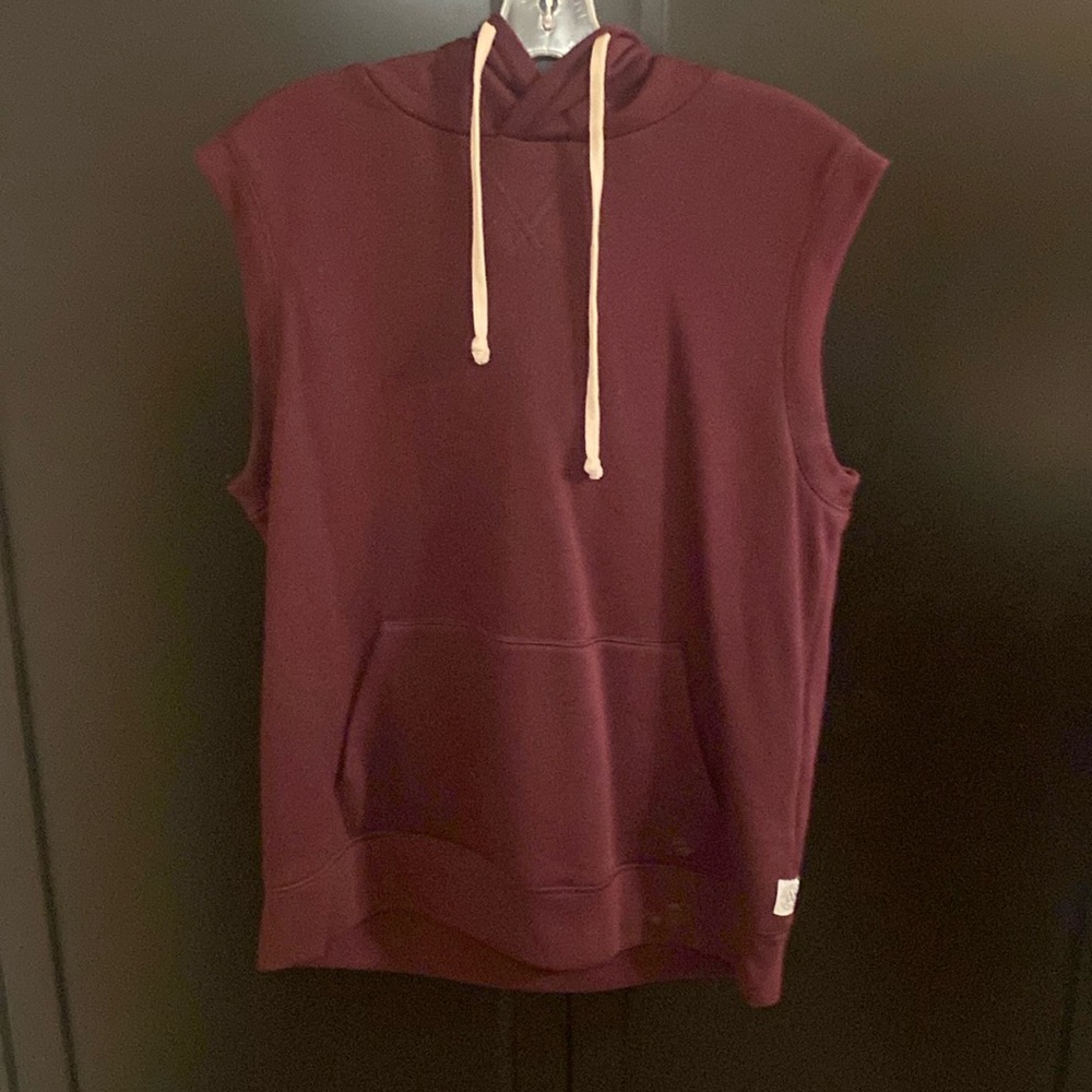 Express Burgundy Sleeveless Hoodie